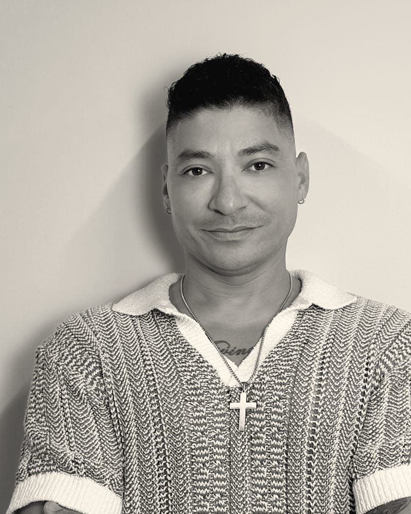 Jerry Nieves, black-and-white portrait